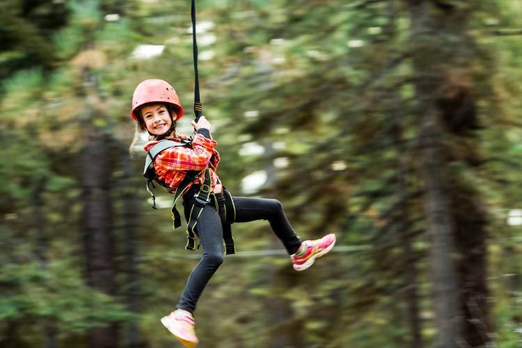 Child on Zip Line in Lake Tahoe