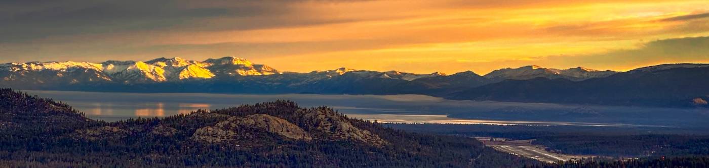 sunrise over the mountains and lake Tahoe