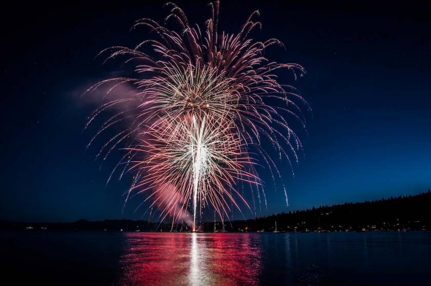 fireworks over water