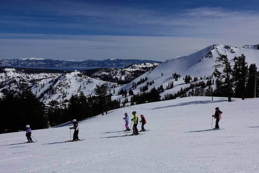 kids skiing at Palisades in North Lake Tahoe on Spring Break