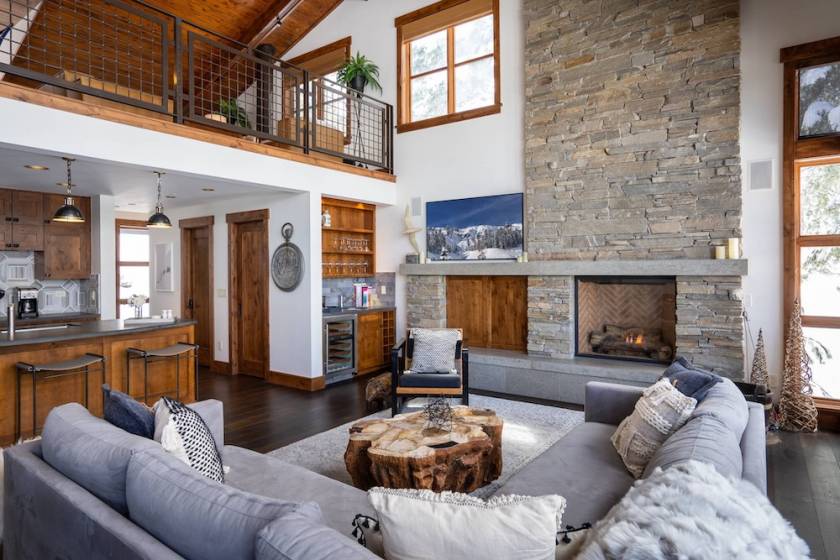 living room view of a Lake Tahoe vacation home from Tahoe Exclusive